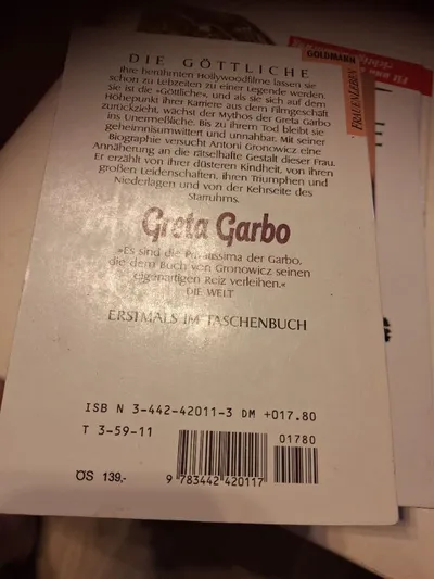 Greta Garbo Biografie Antoni Gronowicz Goldmann Taschenbuch Filmstars