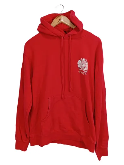 OBEY Kinder Kapuzenpullover Hoodie Gr. 80 Rot Logo Streetwear