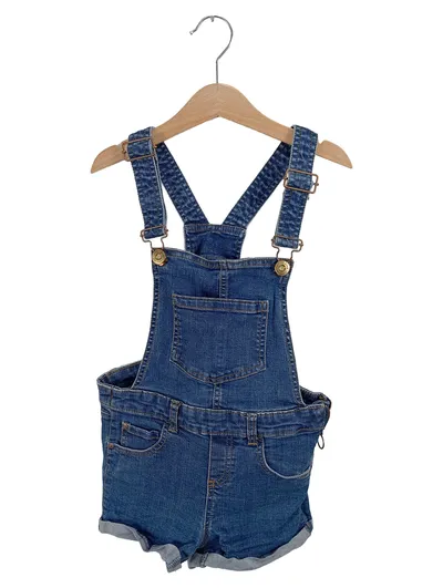Here & There Kinder Latzhose Jeans Shorts Blau Gr. 134 Casual