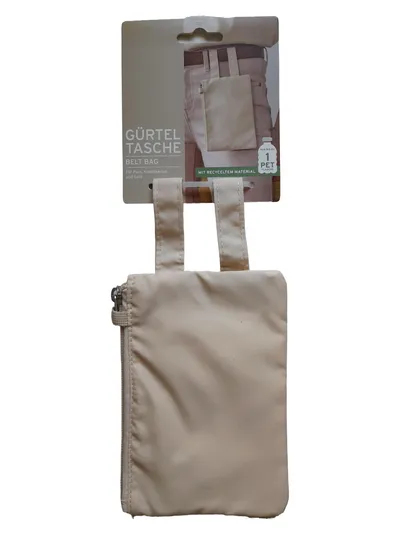 Tchibo Gürteltasche Beige Polyester Reise Bauchtasche Geldbeutel Pass
