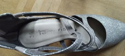 Tamaris Damen Pumps Silber Glitzer Absatz 9cm Festlich Gr. 36