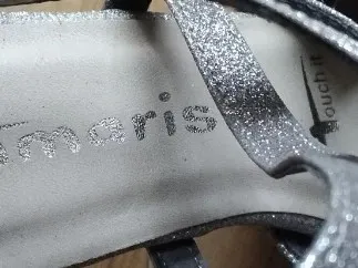 Tamaris Damen Pumps Silber Glitzer Absatz 9cm Festlich Gr. 36 3