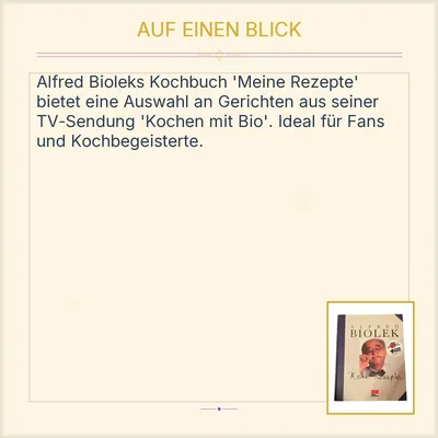 Alfred Biolek Kochbuch Meine Rezepte Kochen mit Bio Hardcover Deutsch