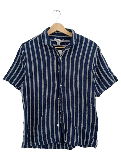 Smog Freizeithemd Herren Gr. M 38 Blau Gestreift Kurzarm Casual
