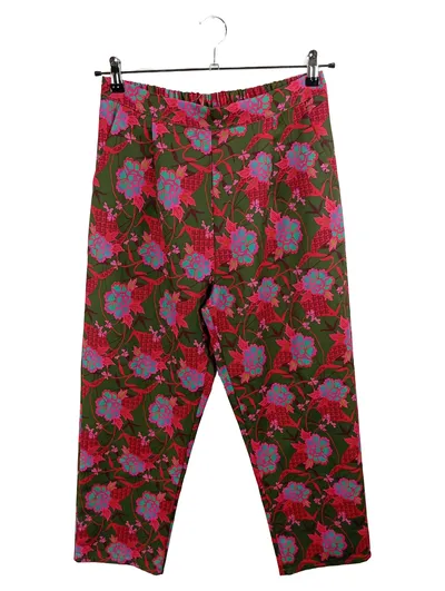Miss Goodlife Damen Stoffhose Gr. 42 XL Grün Blumenmuster Freizeit