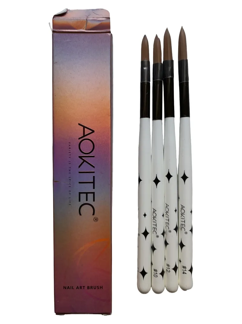 Aokitec Nagel Pinsel Set Weiß #10 #12 #14 für Nail Art Gel Acryl Nägel 1