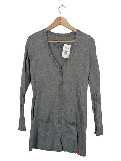 edc by Esprit Damen Strickjacke Cardigan Gr. S/36 Grau Langarm