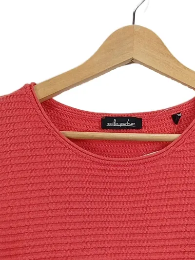 Emilia Parker Damen Pullover Gr. 40/L Rot Baumwolle Rippstrick