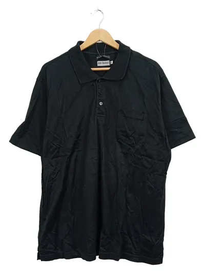 John Bradley Herren Poloshirt Klassisch Kurzarm Uni Baumwolle Schwarz XL