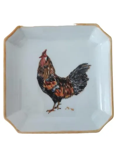 Kaiser Porzellan Dekoschale Hahn Motiv Klassisch Weiß 14cm
