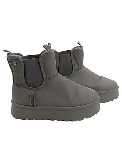 Tom Tailor Damen Stiefelette Chelsea Boot Gr. 38 Grau Gefüttert Plateau