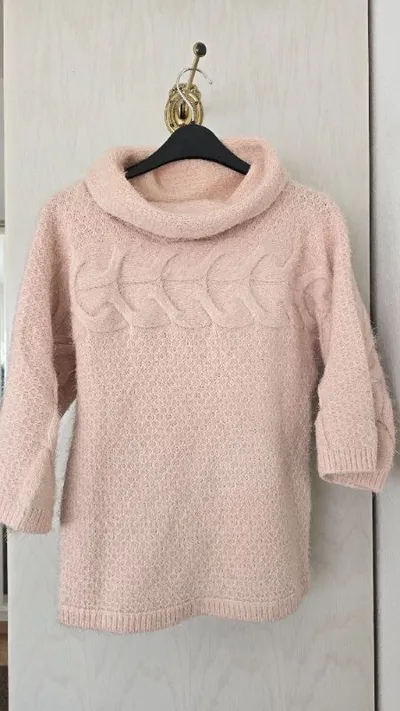 Morgan Damen Freizeitkleid XS 34 Rosa Rollkragen Zopfstrickmuster Casual