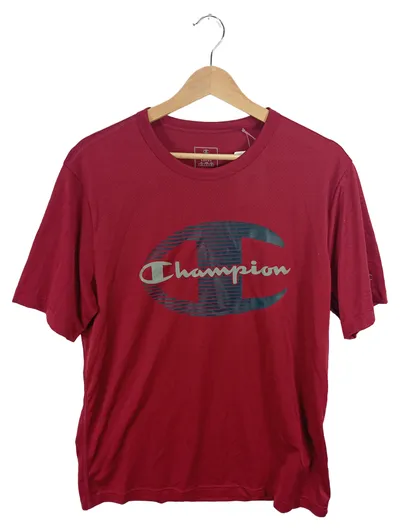 Champion Herren T-Shirt Gr. L Rot Sportshirt Logo-Print Polyester