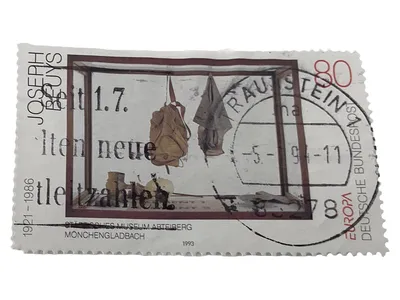DEUTSCHE BUNDESPOST Briefmarke Joseph Beuys Raustein Mehrfarbig Kunst 80 Pf