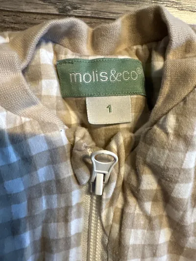 molis&co Baby Schlafsack mit Füßen Gr. 74 Beige Kariert Ganzjahres