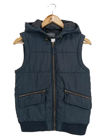 SEVENHILL Damen Steppweste mit Kapuze Gr. 36/S Blau Wattiert