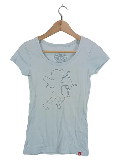 edc by Esprit Damen T-Shirt Cupido Amor Print Hellblau Gr. S 36
