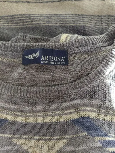 Arizona Herren Pullover Gr. 36/38 Ethno Muster Grau Blau Strick