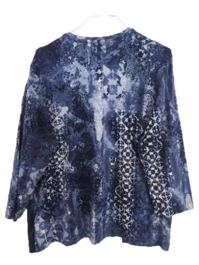 RABE Damen Shirt 3/4-Arm Gr. 46 Blau Abstrakt Muster Viskose
