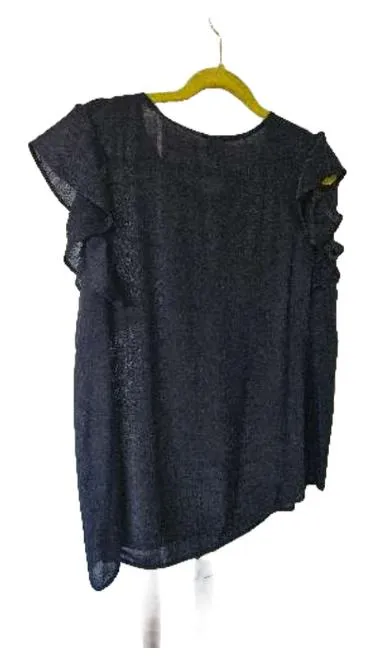 Vero Moda Damen Ärmelloser Pullover Leinen Rüschen Knopf Schwarz L 42