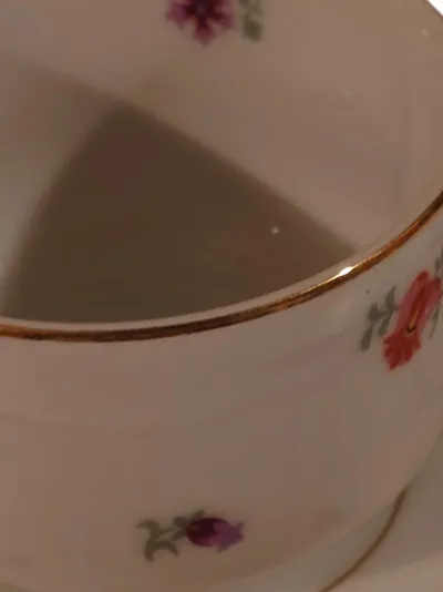 Kaestner Vintage Tasse Untertasse Porzellan Blumen Weiß 6cm 2tlg