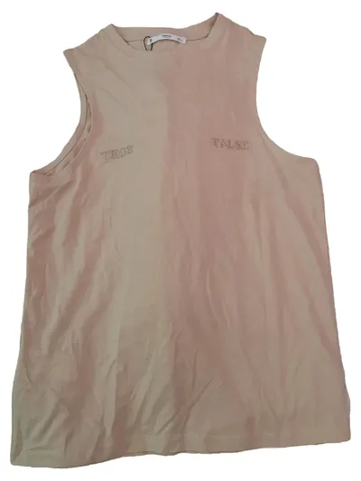 MNG Damen Top Shirt Beige Gr. 36/S True False Casual