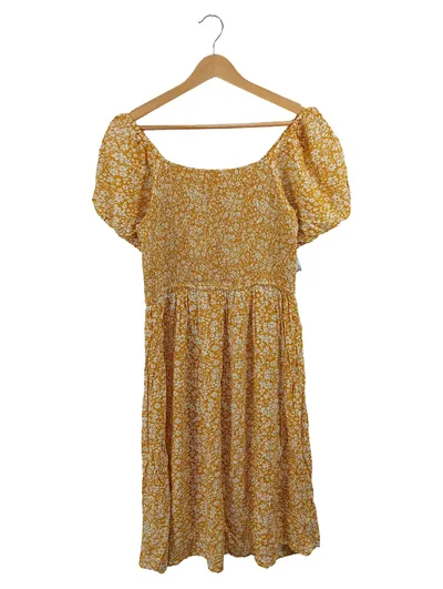 Apricot Damen Sommerkleid Midikleid Gelb Blumenmuster Gr. 42 XL Viskose