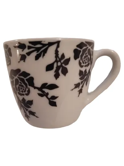 Domestic Espressotasse Rosi Garden Weiß Blumen Porzellan Tasse