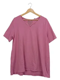 Ulla Popken Damen T-Shirt Herz-Print Rosa Gr. 46/48 Baumwolle 1