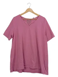 Ulla Popken Damen T-Shirt Herz-Print Rosa Gr. 46/48 Baumwolle 2