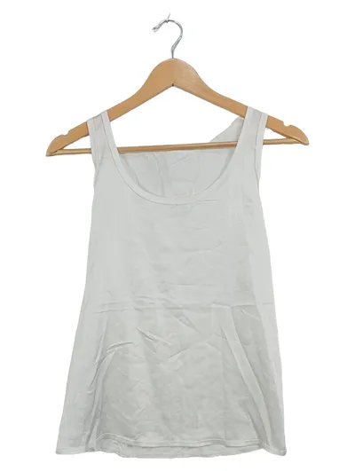 MANGO Damen Unterhemd Top Tank Weiß Basic Polyester Gr. XS