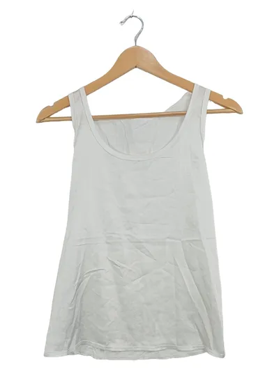 MANGO Damen Unterhemd Top Tank Weiß Basic Polyester Gr. XS