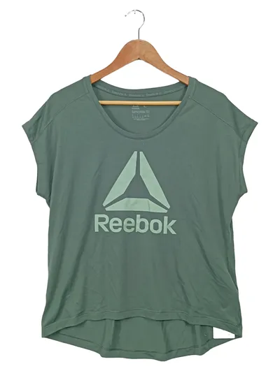 Reebok Damen Sport Shirt Kurzarm Logo Print Grün Gr. 40/L