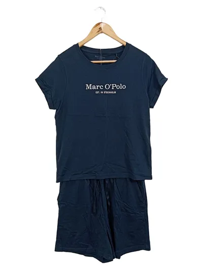 Marc O'Polo Twin Set T-Shirt Shorts Damen Gr. M Blau Baumwolle