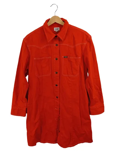 Wrangler Damen Jeansjacke Longjacke Rot Gr. 40 L Casual Baumwolle