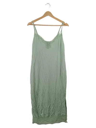 MANGO Damen Nachthemd mit Spitze Grün Gr. 38 M Viskose