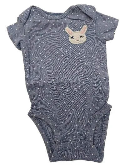 Carter's Baby Body Mädchen Gr. 62 Blau Punkte Hasen-Applikation