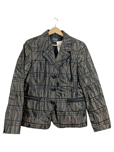 ADAGIO Damen Blazer Gr. 40 Grau Kariert Strass Elegant Business Jacke