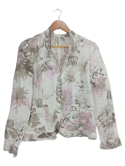 Apanage Damen Blazer Gr. 38 Mehrfarbig Blumenmuster Feminin