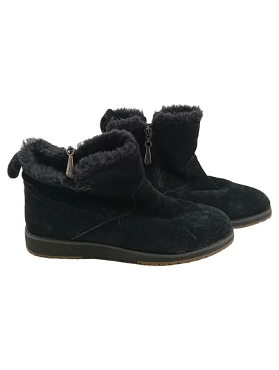 EMU Australia Damen Stiefeletten Gr. 40 Schwarz Wildleder Fell Reißverschluss