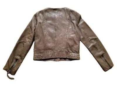 Marc O'Polo Lederjacke Damen Gr. 40 Braun Echtleder Bikerjacke