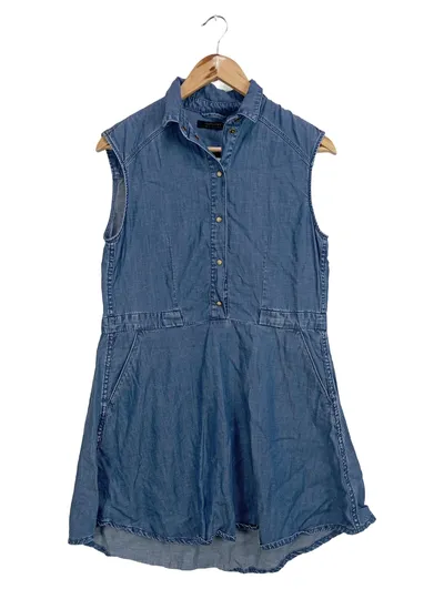 AllSaints Jeanskleid ärmellos Minikleid Blau Gr. 36 Lyocell Leinen Baumwolle