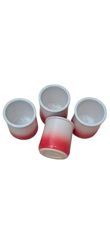 GERMER Kaffeebecher Set 4tlg. Keramik Rot/Weiß 150ml Casual Tassen Becher