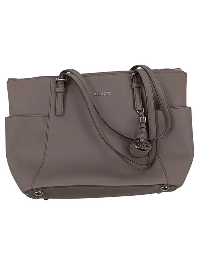 Michael Kors Damen Handtasche Henkeltasche Leder Grau Elegant Jet Set