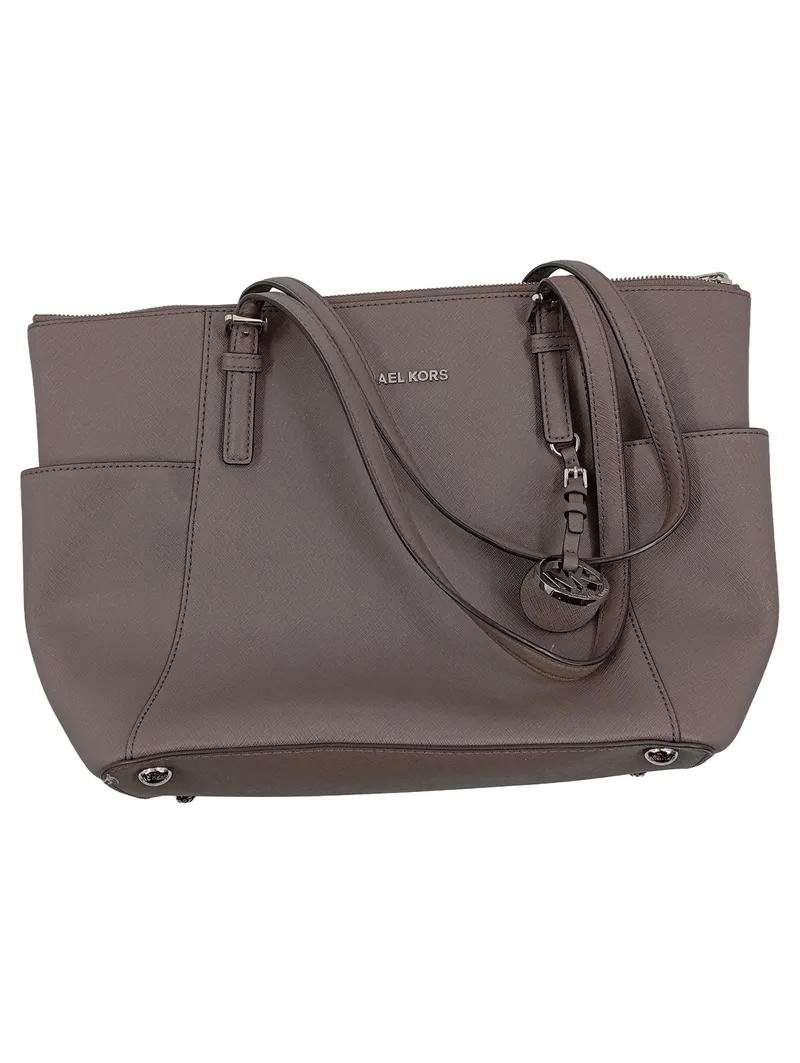Michael Kors Damen Handtasche Henkeltasche Leder Grau Elegant Jet Set 1