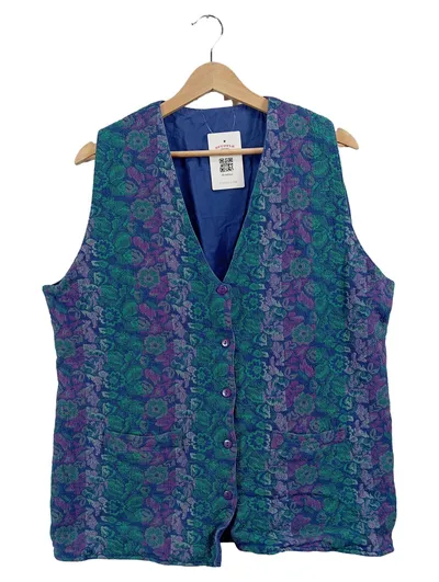 DW Shop Damen Anzugweste Gr. 46 3XL Mehrfarbig Blumenmuster Vintage Baumwolle