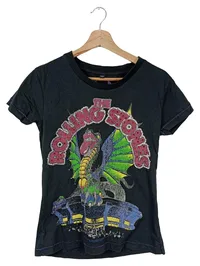 Amplified The Rolling Stones Damen T-Shirt Gr. 36 S Schwarz Drache Glitzer 1