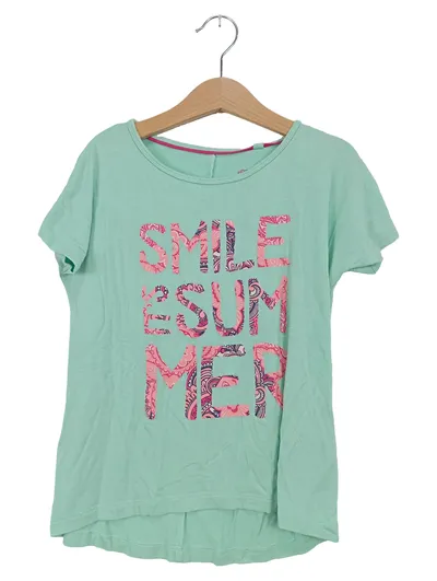 Pepperts! T-Shirt Mädchen Sommer Gr. 122/128 Grün Farbenfroh Schriftzug