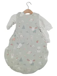 ALVI Baby Schlafsack Gr. 56/62 Waldtiere Tiermotiv Grün mit Ärmeln 1