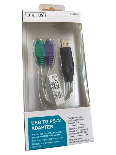 DIGITUS USB auf PS/2 Adapter DA-70118 Maus Tastatur Konverter NEU OVP